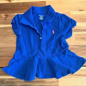 Ralph Lauren Baby Girl 18M Cotton Mesh Peplum Polo Shirt